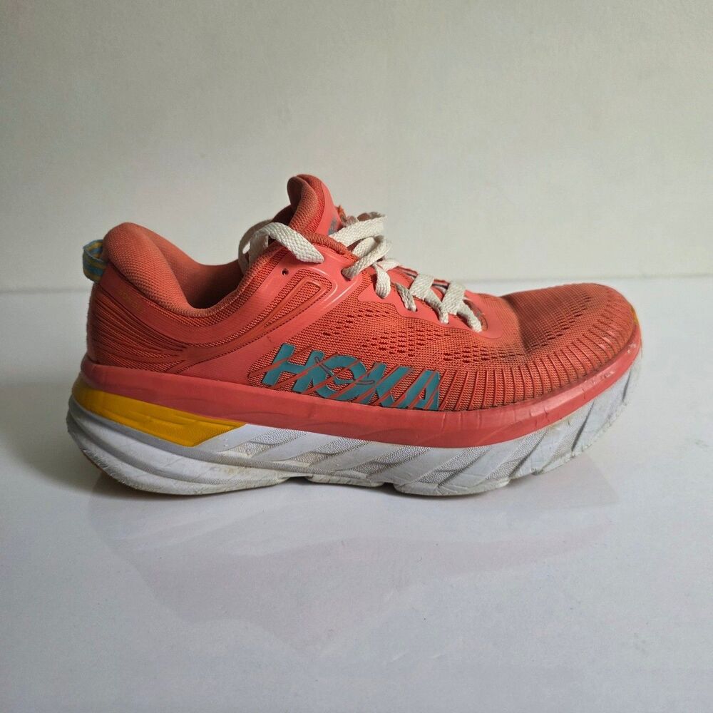 Hoka One One Bondi 7 Womens Running Shoes Coral Orange 1110519 CCSD Size 8